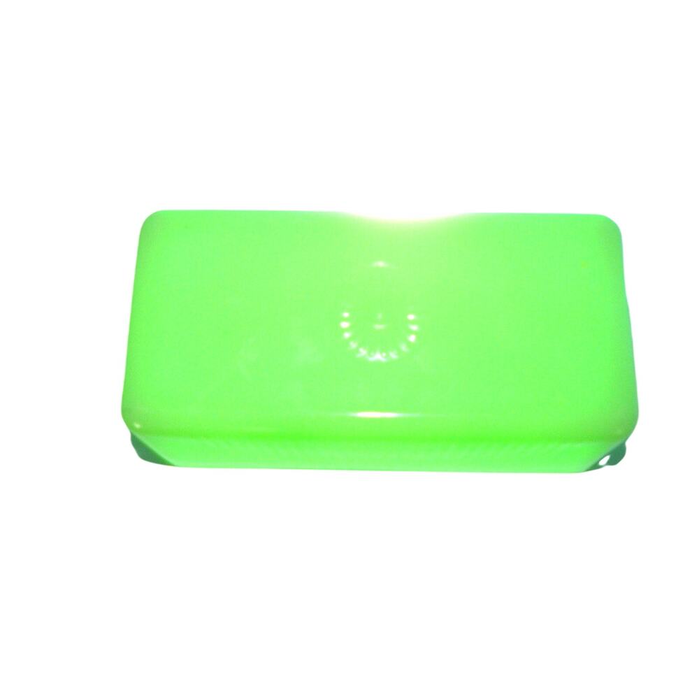 McK Jadeite Green Uranium Glass Butter Dish Lid Ribbed Sides Sunburst Top Vtg